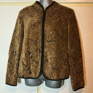 Dressbarn Black Trim Brown Paisley Tapestry Jacket